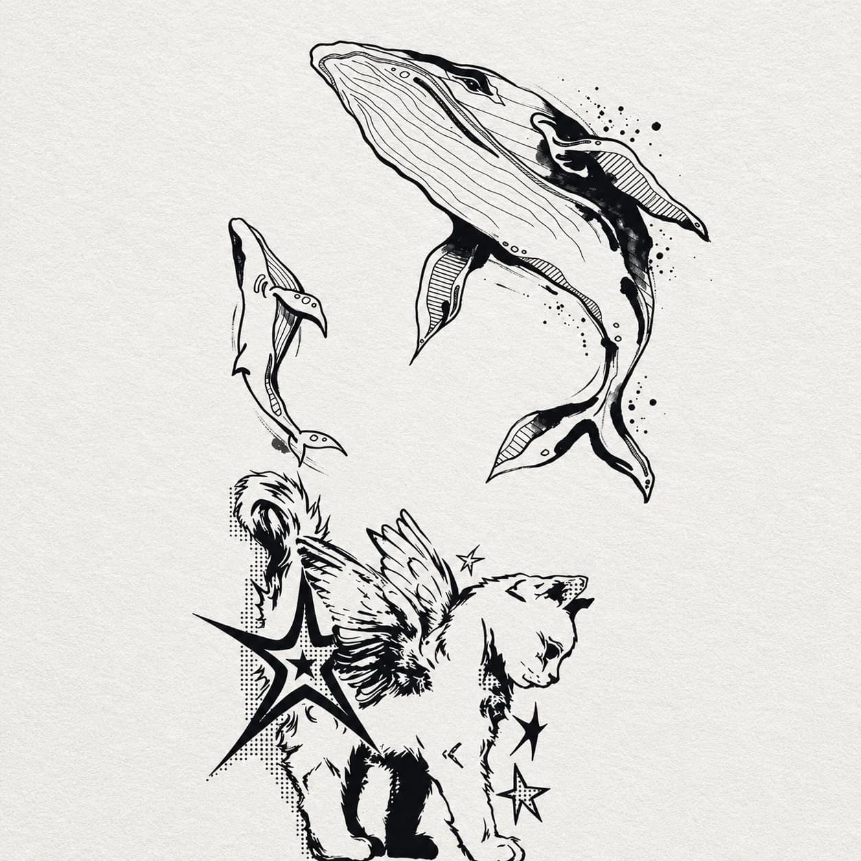 Whale & Wing Flash Tattoo Set cover image